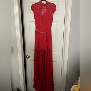 Red short to long formal dress